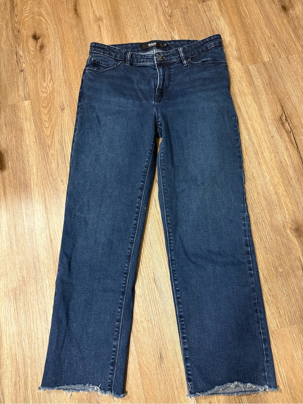 Hudson Jeans Dark Blue Cropped Straight-Leg Ankle Jeans